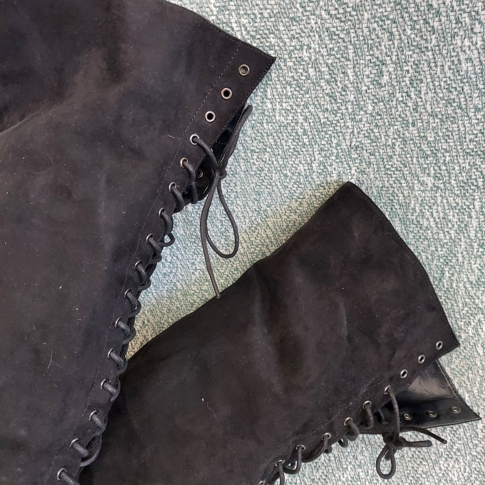 F21 OTK Boots, Womens 8, Rear Lace-up + High Heel + Platform - Picture 4 of 14